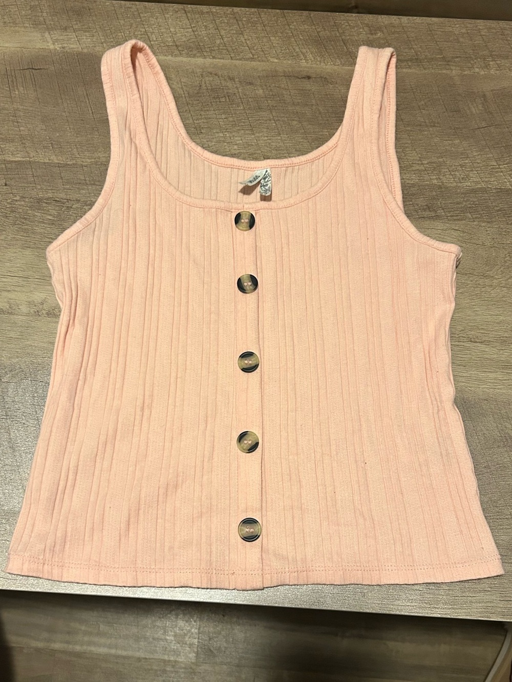 Mudd Peach Ribbed Button-Front Tank Top